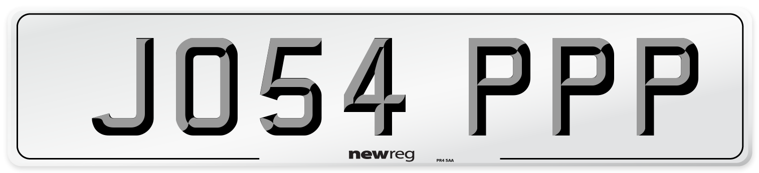 JO54 PPP Number Plate from New Reg